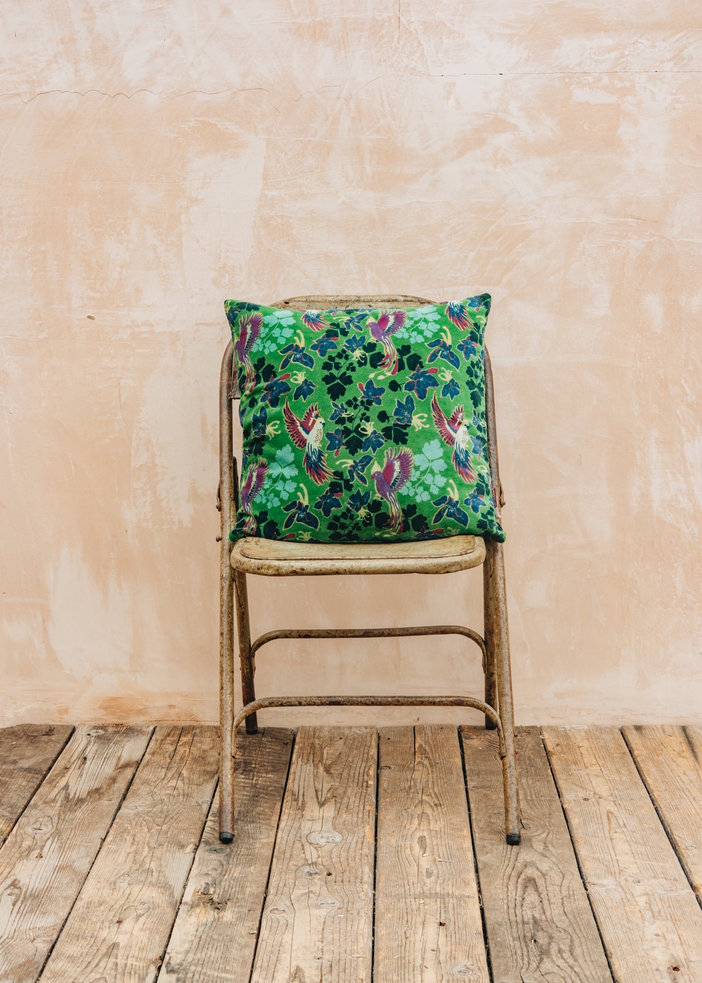 Bungalow Velvet Cushion in Vibrant Green Columbia, 45x45cm