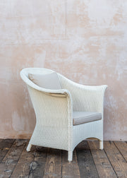 Lloyd Loom Lounge Chair in Snow White with Cushion