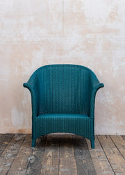 Lloyd Loom Lounge Chair in Teal with Cushion