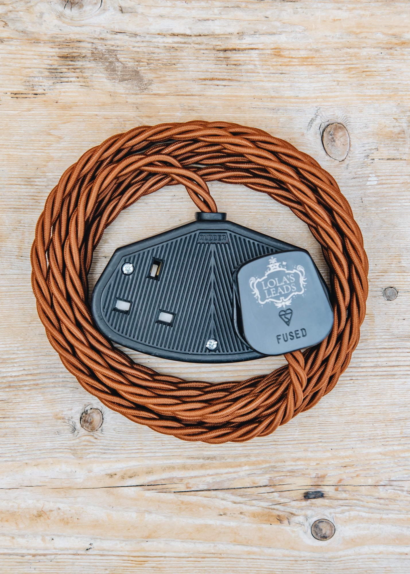 Sarl Caillard Deco Cinnamon 3m Extension Lead with Black Two Gang Socket