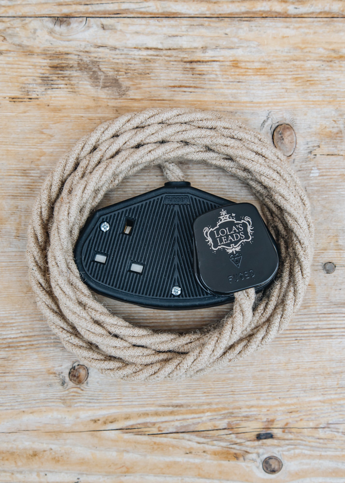 Jute 3m Extension Lead with Black Two Gang Socket