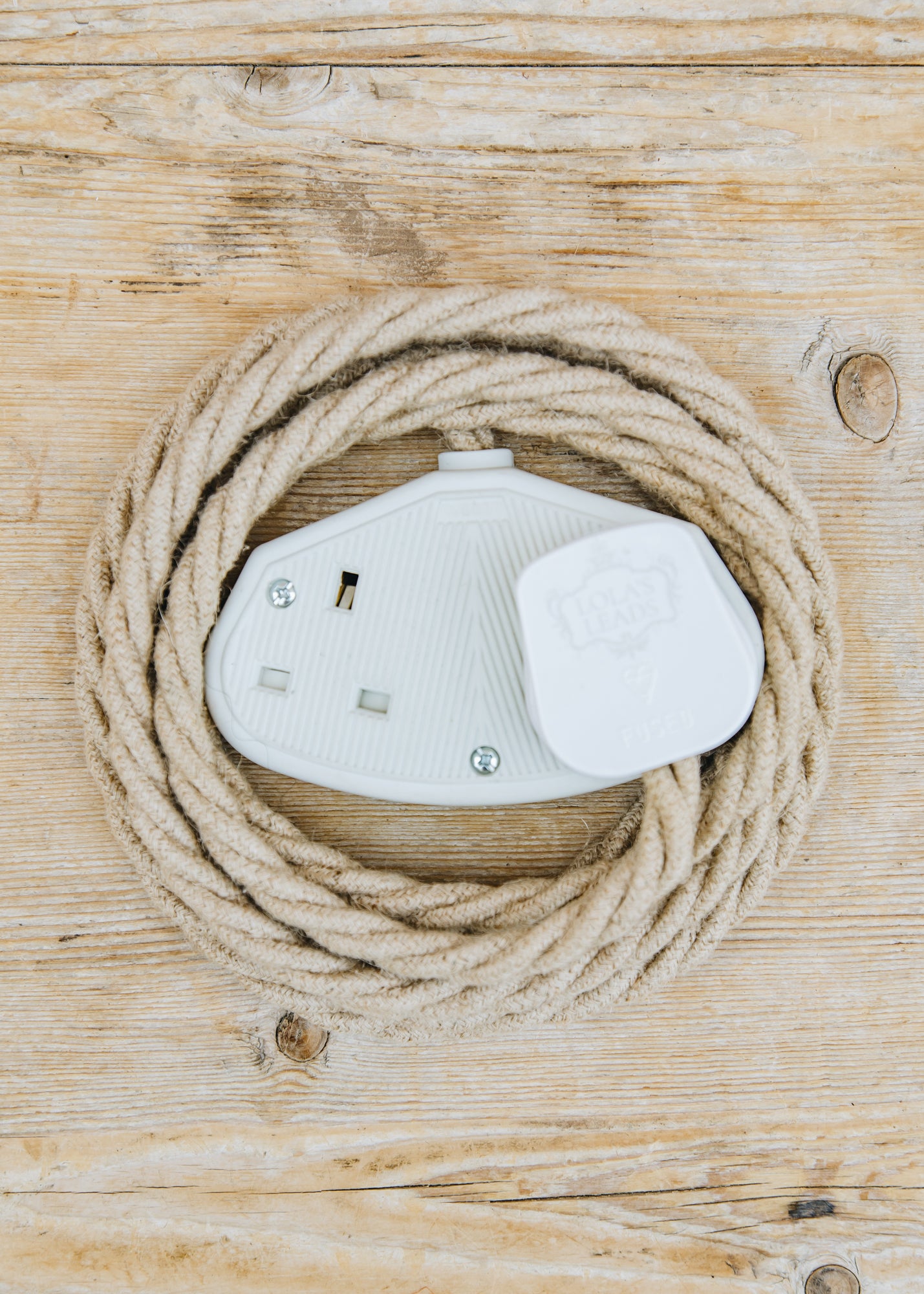 Sarl Caillard Deco Jute 3m Extension Lead with White Two Gang Socket
