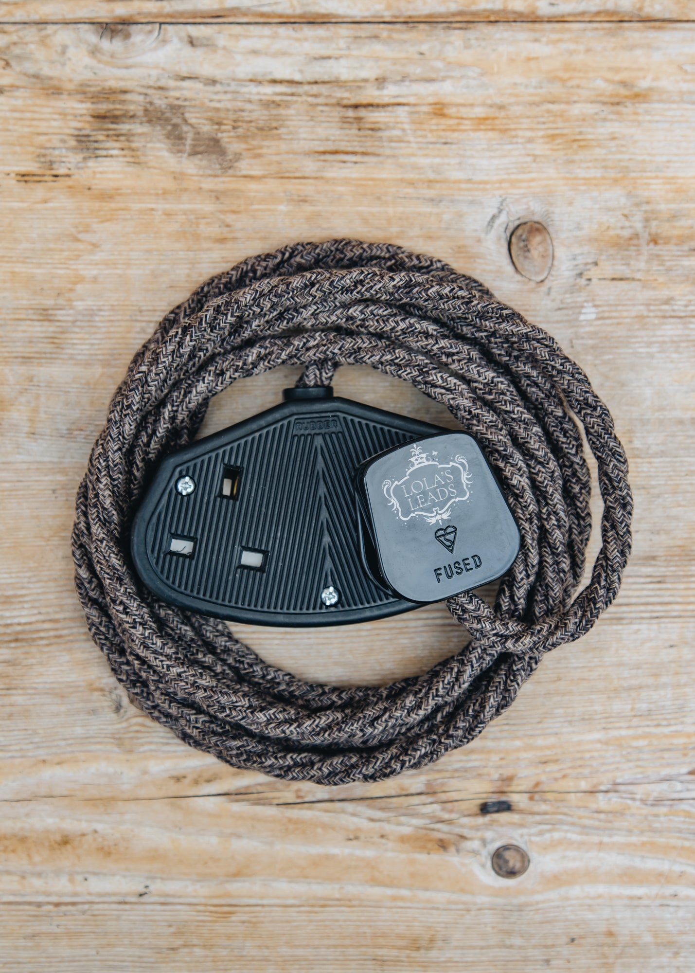 Sarl Caillard Deco Mocha 3m Extension Lead with Black Two Gang Socket
