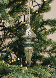Long Glass Bauble in Green