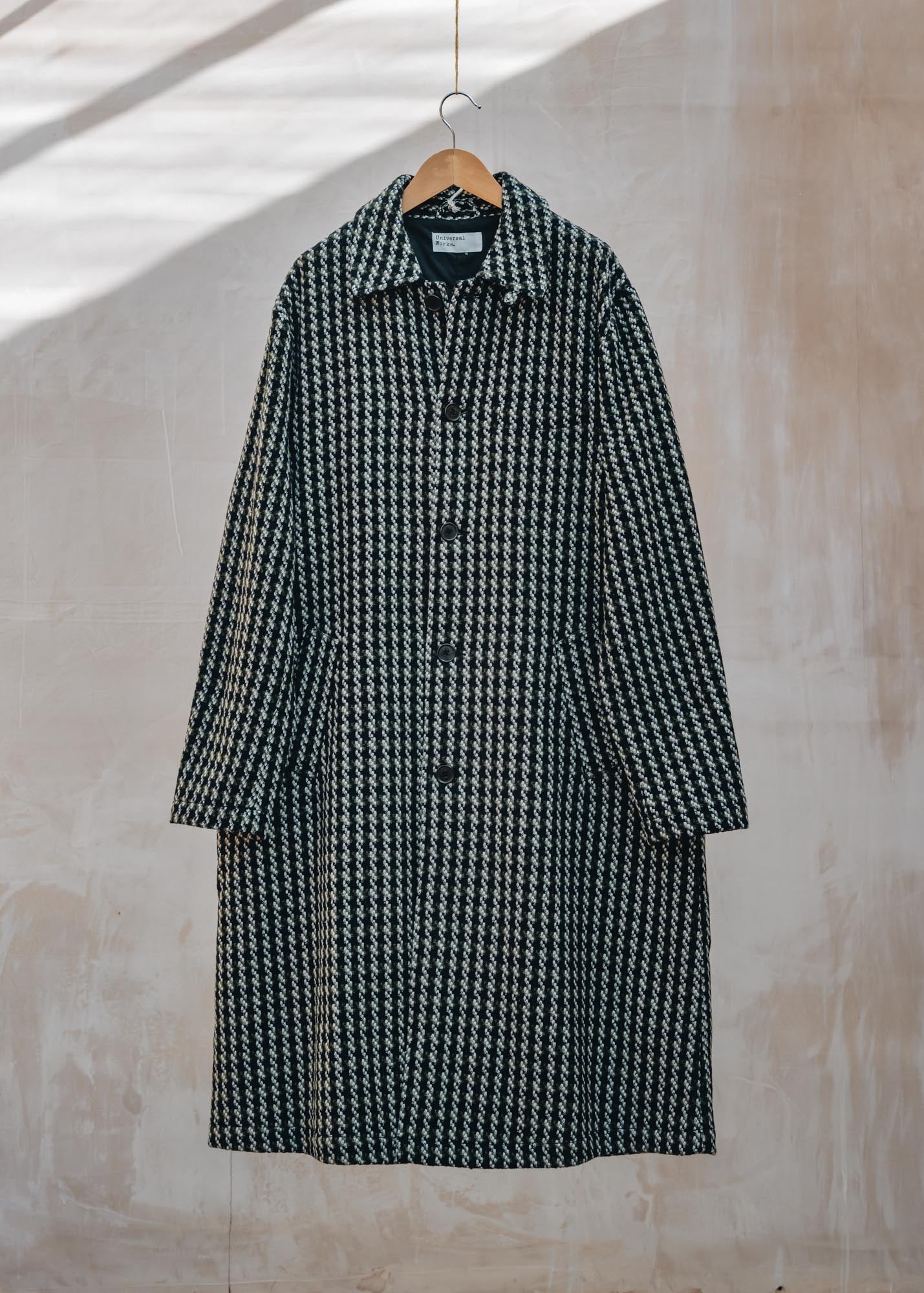Long Swing Overcoat in Olive Tweed