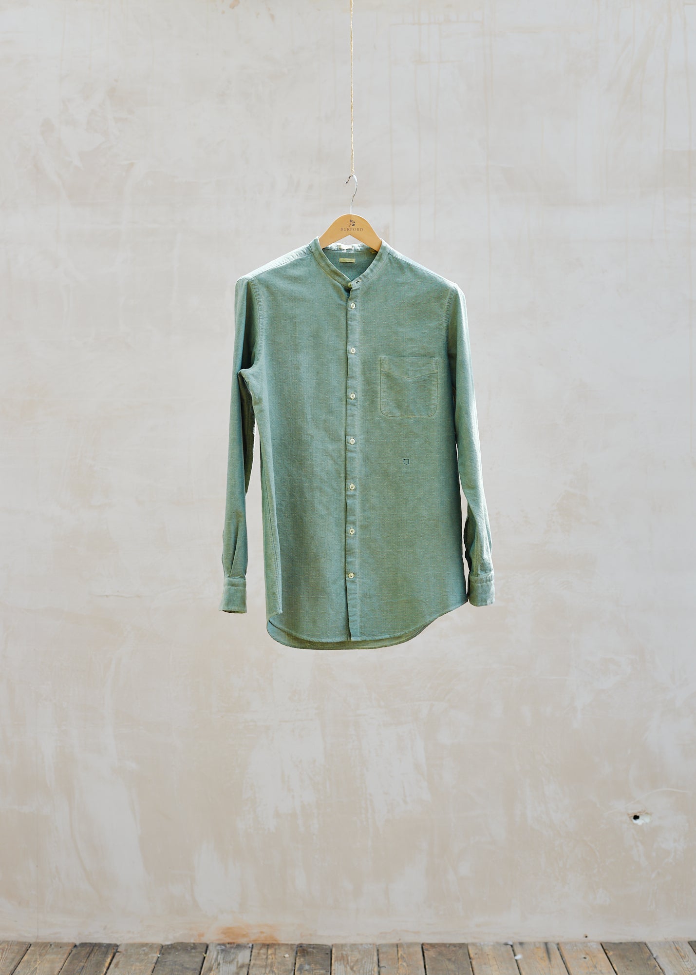 Massimo Alba Textured Pure Cotton Collarless Shirt - M