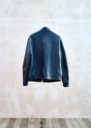 Mandelli Cashmere Lined Tough Blue Leather Jacket - XXL