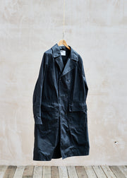 Margaret Howell Black Double-Breasted Long Rain Coat - Large