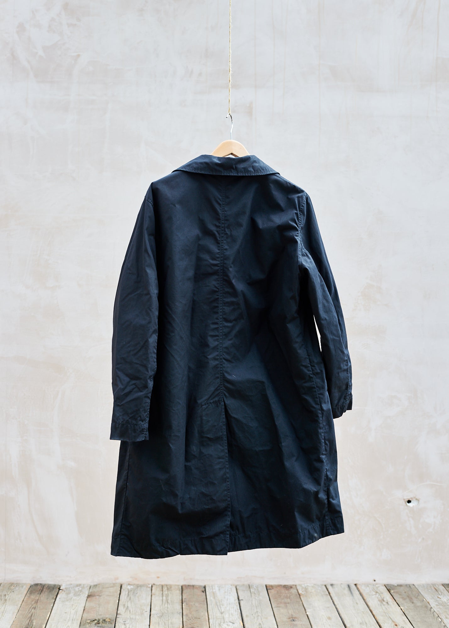 Margaret Howell Black Double-Breasted Long Rain Coat - Large
