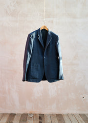 Margaret Howell Wool/Cotton Navy Herringbone 3-Button Blazer - S/M