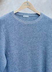 Kenny Ryder Margaret Howell Textured Blue/Grey Cotton & Wool Crewneck - S/M