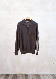 Margaret Howell Merino Wool Knitted Brown Zip-Up Cardigan - M