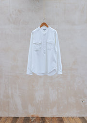 Margaret Howell Cotton/Cashmere Ecru Collarless Shirt - M