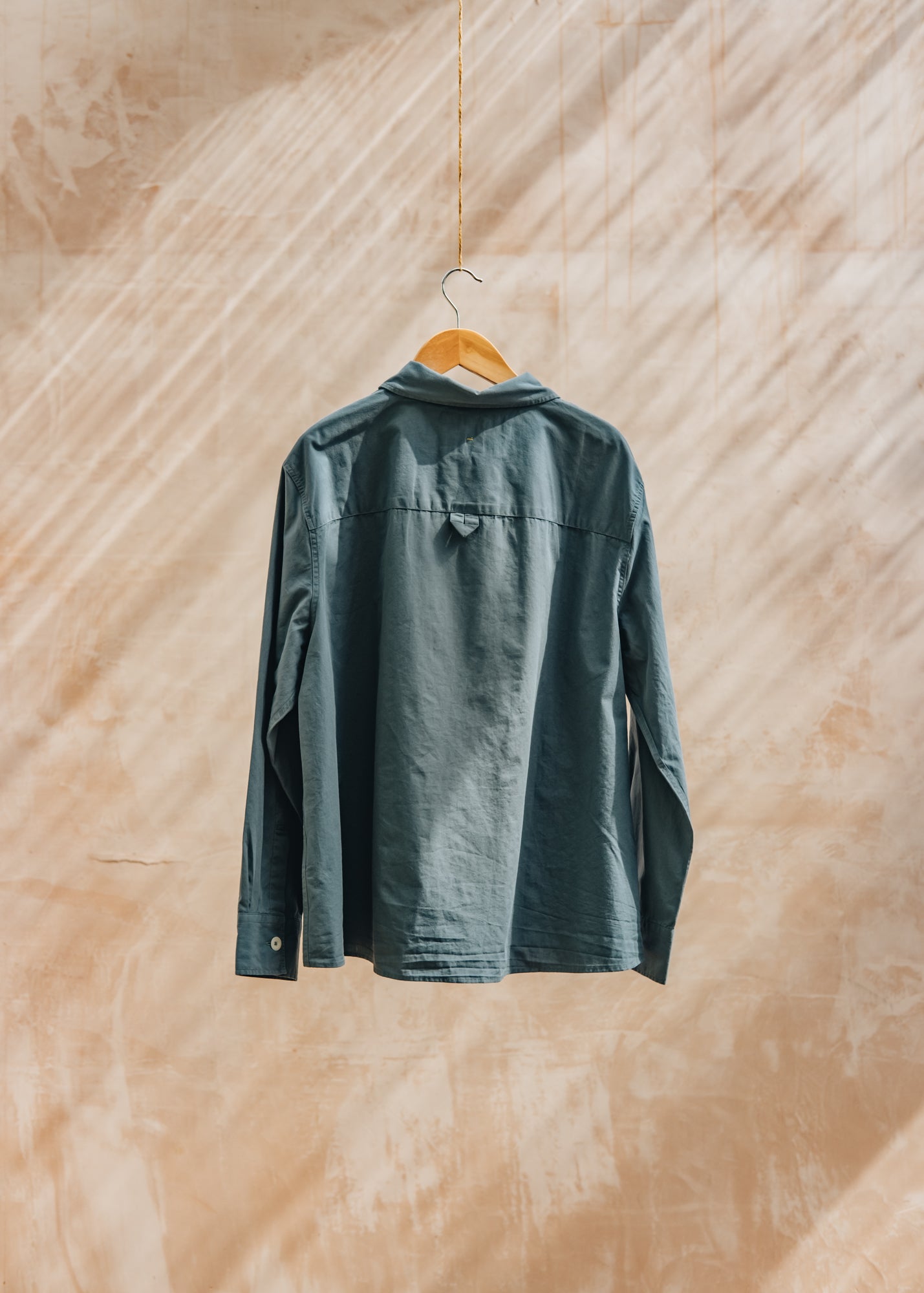 Margaret Howell MHL. Big Pocket Swing Shirt in Mineral Blue