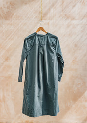 Margaret Howell MHL. Collarless Swing Dress in Mineral Blue