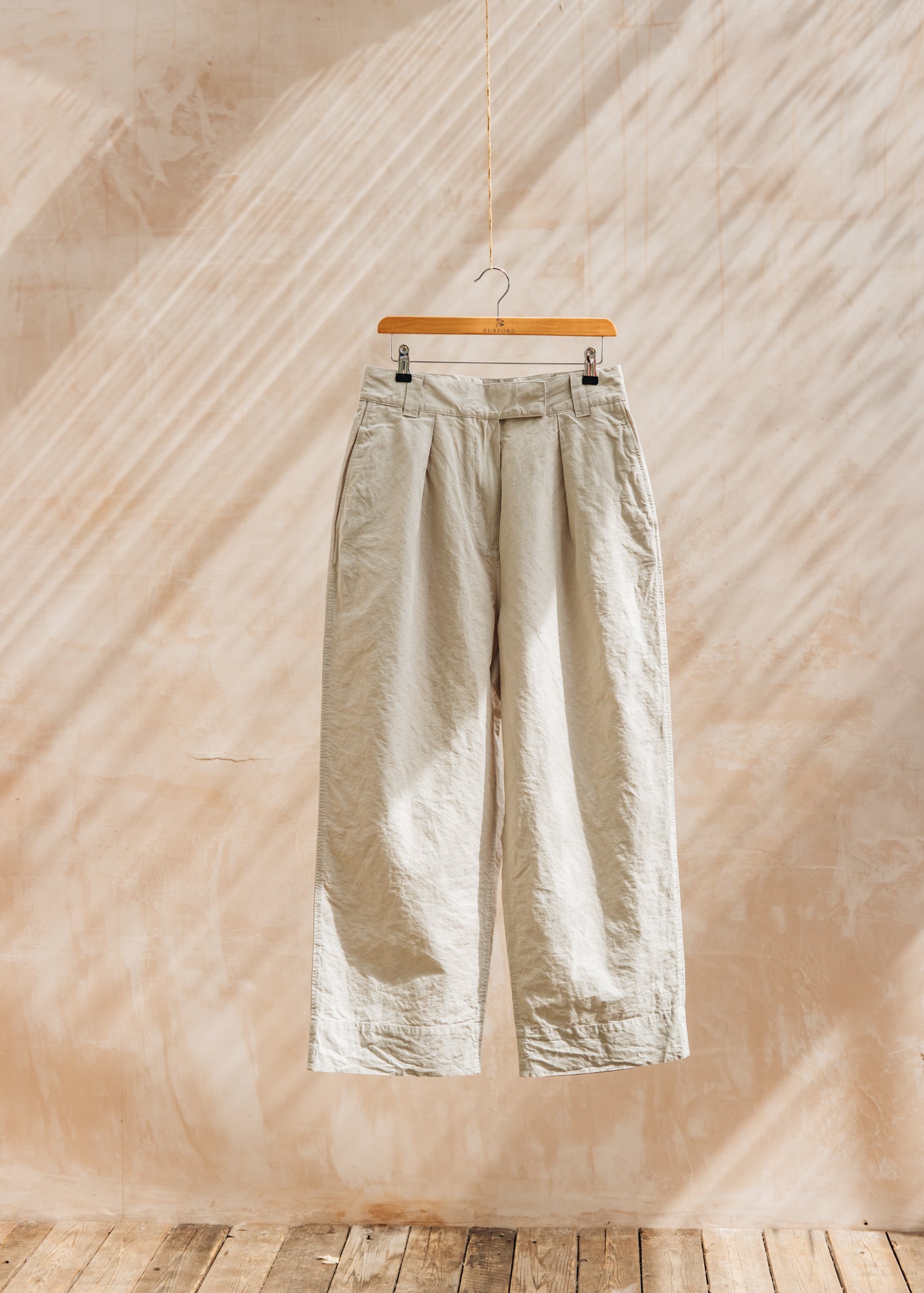 Cut Loose MHL. Pleated Crop Trousers in Pale Stone