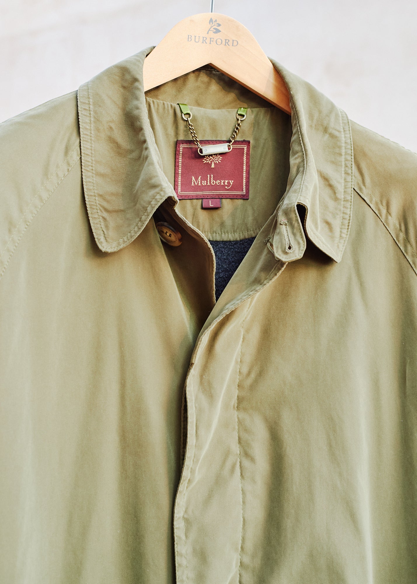 Kenny Ryder Mulberry Olive Green Long Raincoat - L
