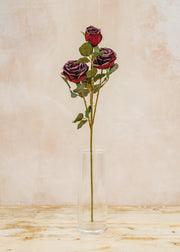 Chive Artificial Rose Spray in Dark Red