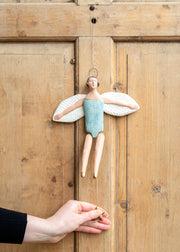 Maileg Medium Jumping Jack Angel with Halo in Light Mint