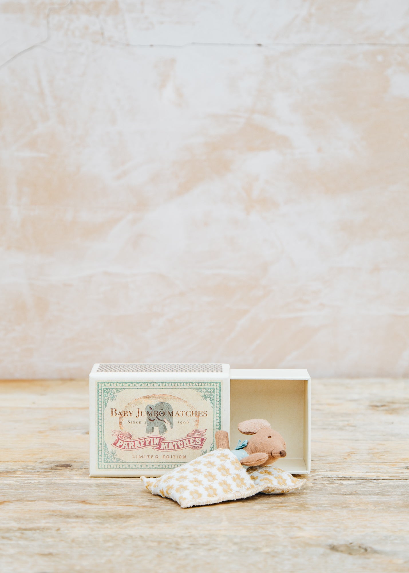 Maileg Sleepy Wakey Baby Mouse in Blue Matchbox