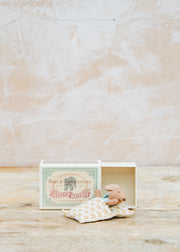 Maileg Sleepy Wakey Baby Mouse in Blue Matchbox