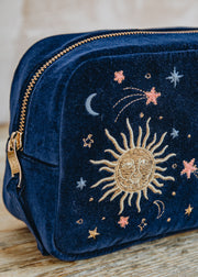 Elizabeth Scarlett Celestial Velvet Make Up Bag in Navy