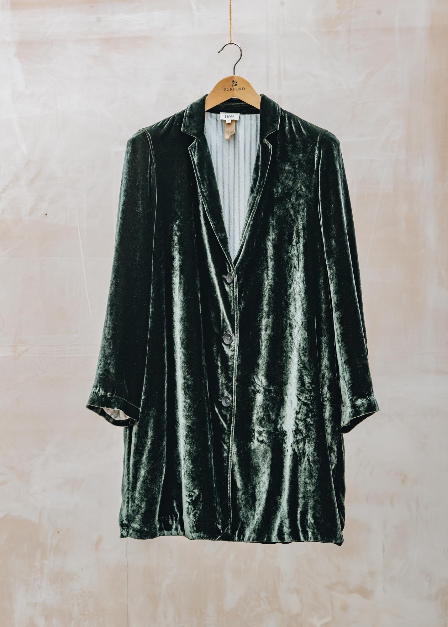 Diega Manko Velvet Coat in Forest Green