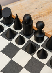 Manopoulus Handcrafted Bauhaus Style Black and White Chess Set