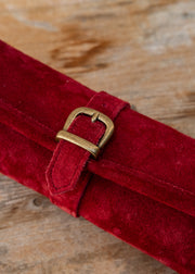 Manopoulus Handcrafted Burgundy Red Suede Roll Up Chess Set
