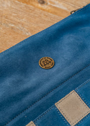 Manopoulus Handcrafted Denim Blue Suede Roll Up Chess Set