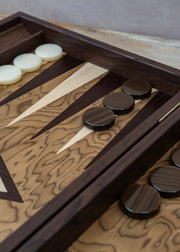 Manopoulos Handcrafted Walnut Burl Backgammon Set