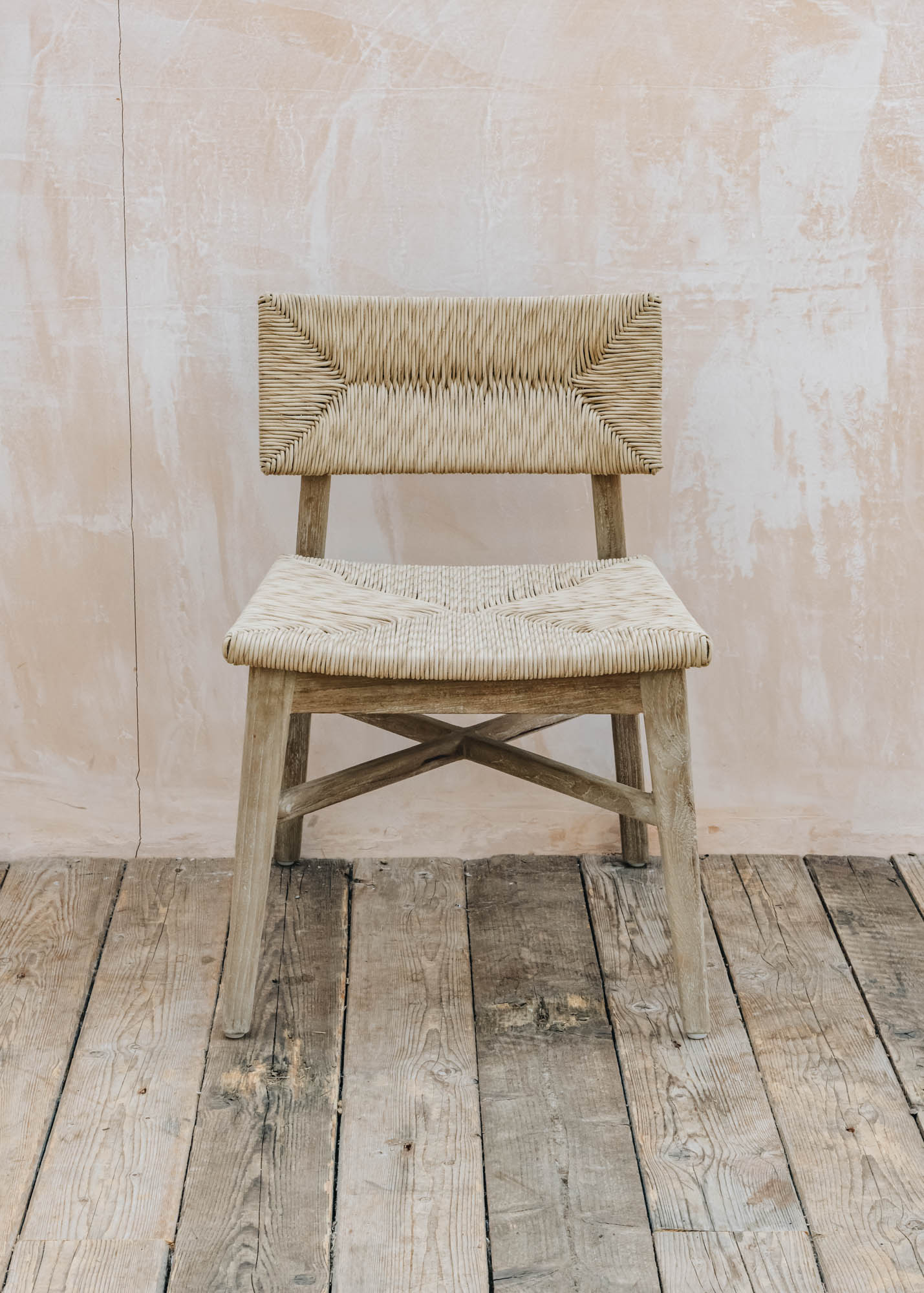 Gommaire Marie Teak Chair in Natural Grey and Sand Wicker