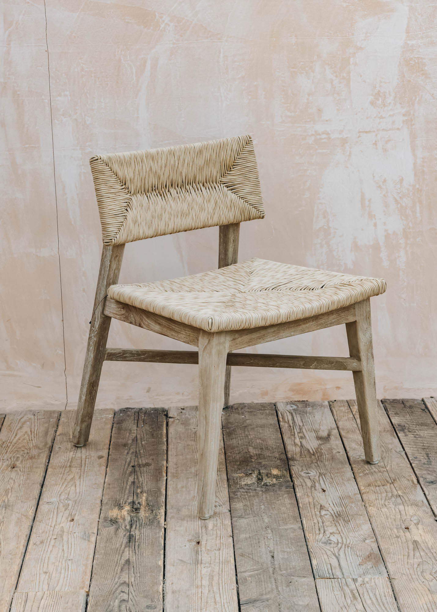 Marie Teak Chair in Natural Grey and Sand Wicker Burford Garden Co