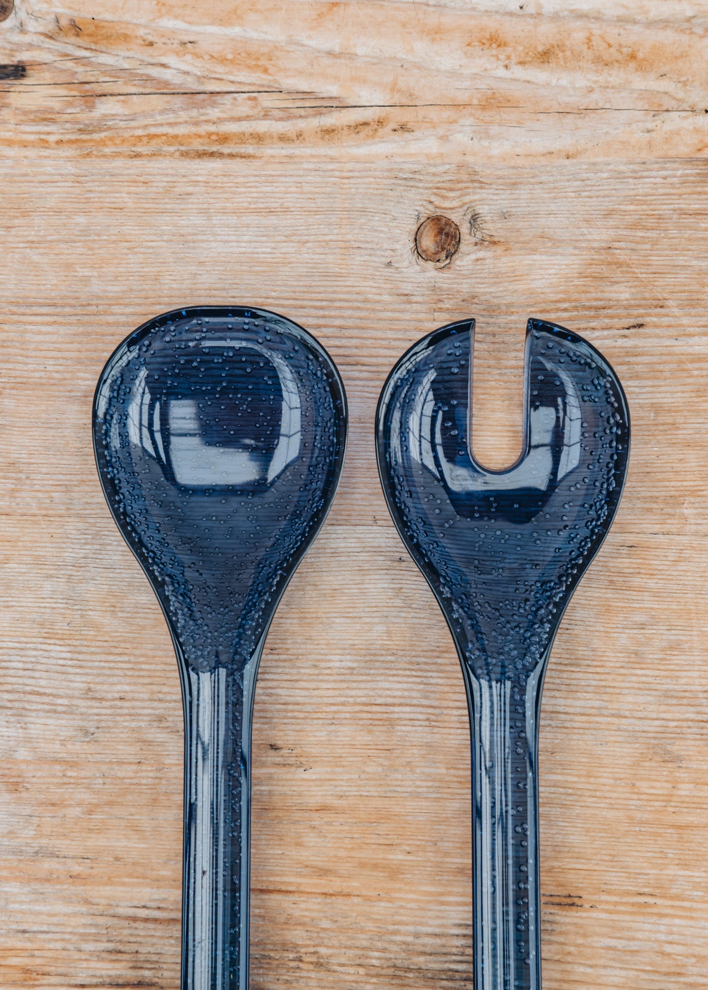 Memento Bubble Salad Servers in Deep Blue