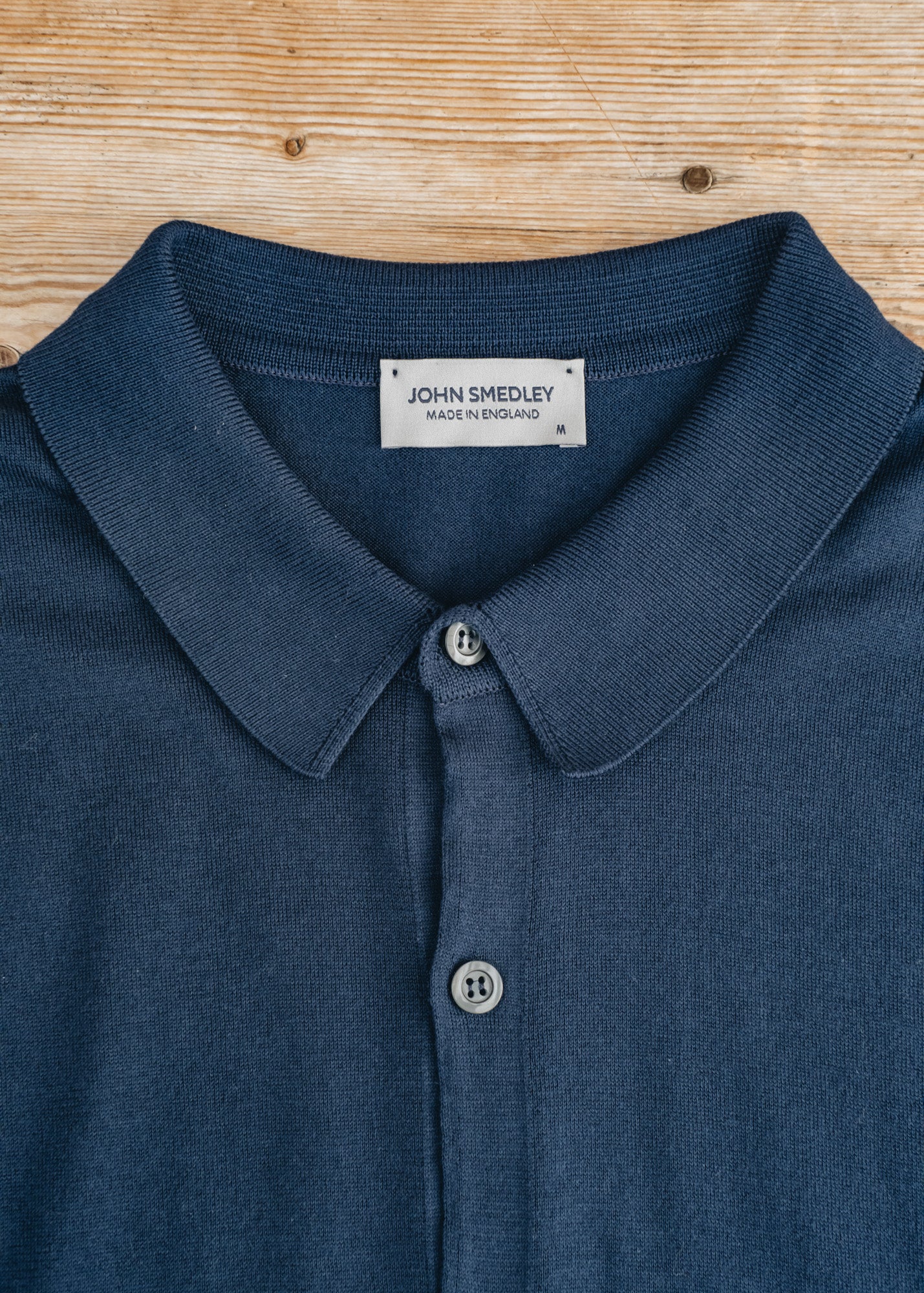 John Smedley Folke Short Sleeved Polo Button Through Shirt in French Navy