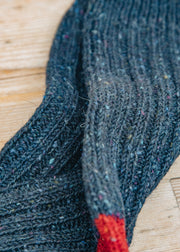 Two Left Feet Agencies Men's Traditional Socks in Blue with Burgundy Heel and Toe