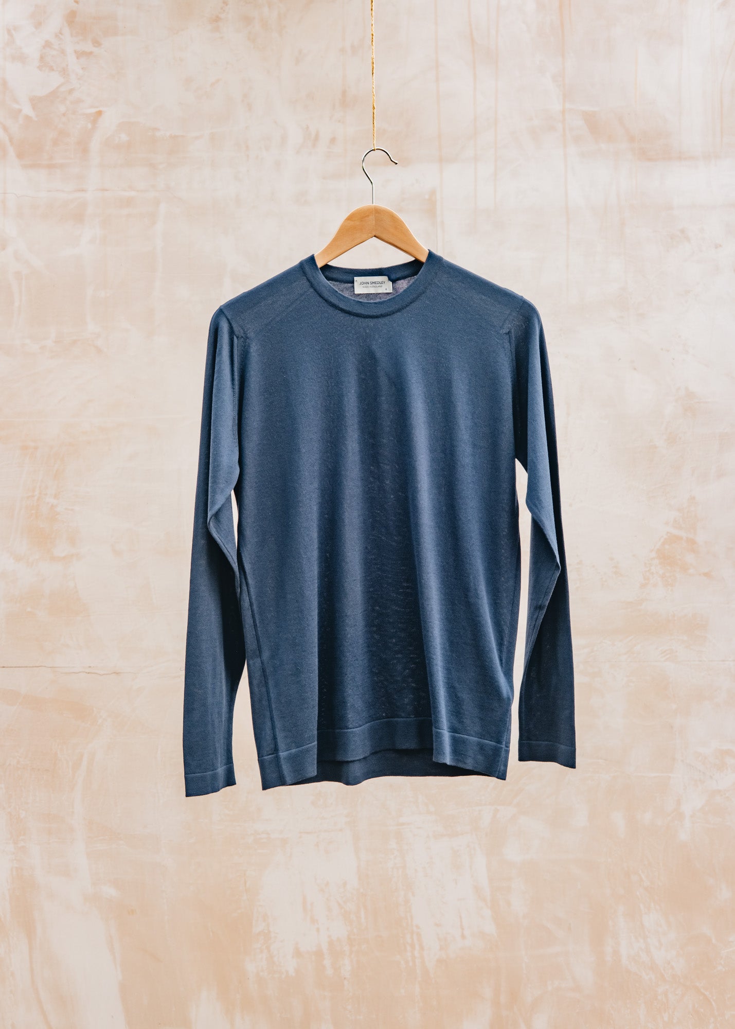 John Smedley Weatherby Long Sleeved Crew Neck Jumper in French Navy