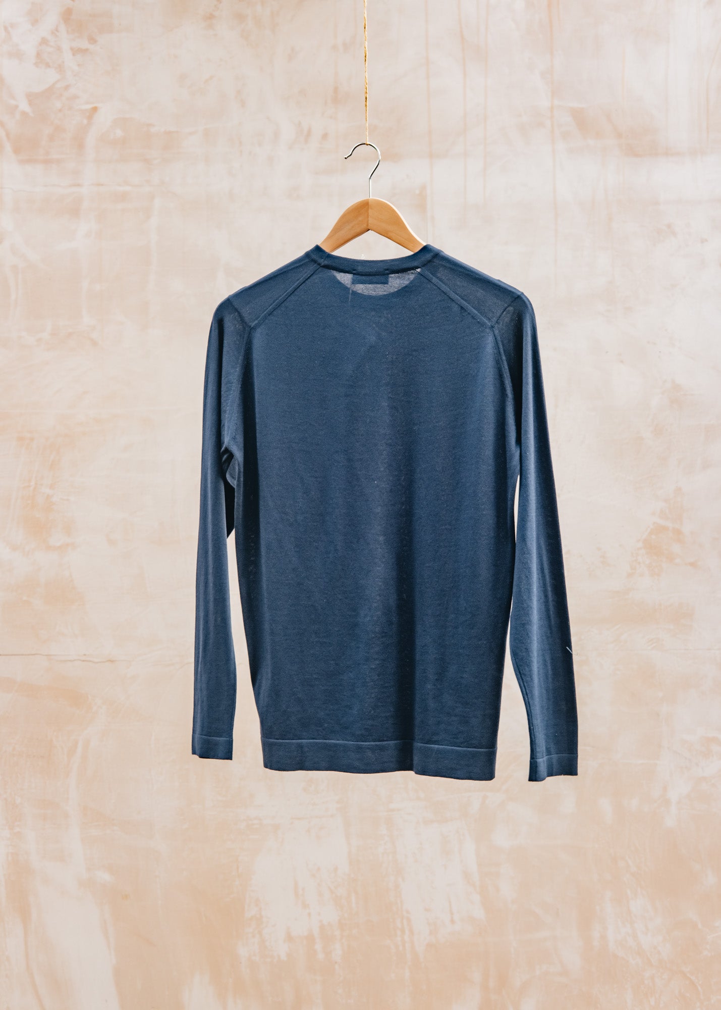 John Smedley Weatherby Long Sleeved Crew Neck Jumper in French Navy