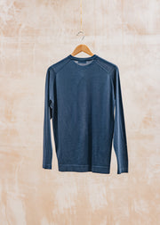 John Smedley Weatherby Long Sleeved Crew Neck Jumper in French Navy
