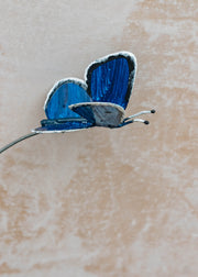 Metal Three Blue Butterflies Stake