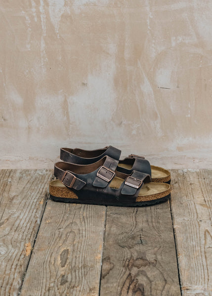 Men s Birkenstock Milano Oiled Leather Regular Sandals in Habana Burford Garden Co