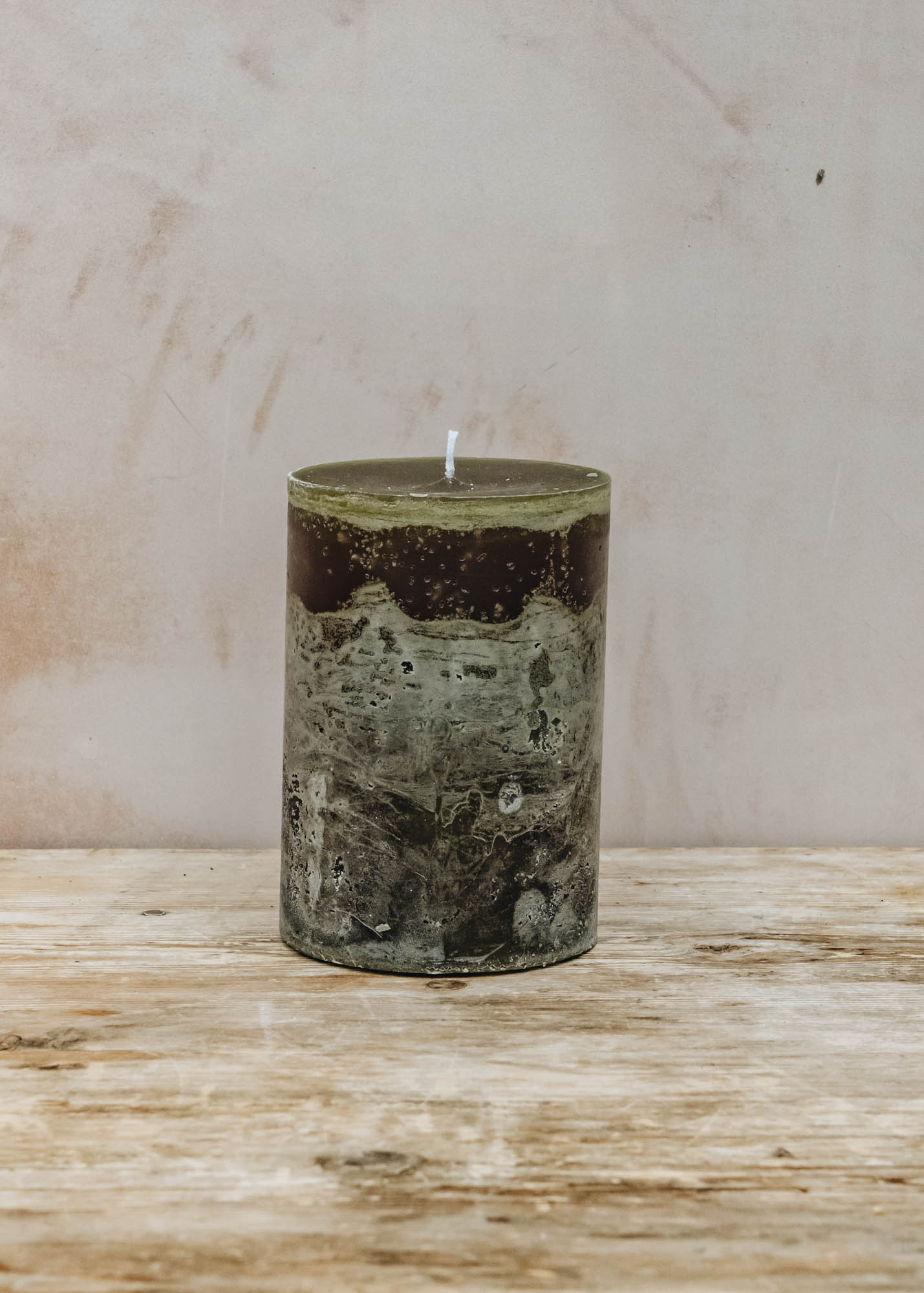 Mini Super Pillar Candle in Dark Green, 10cm x 15cm