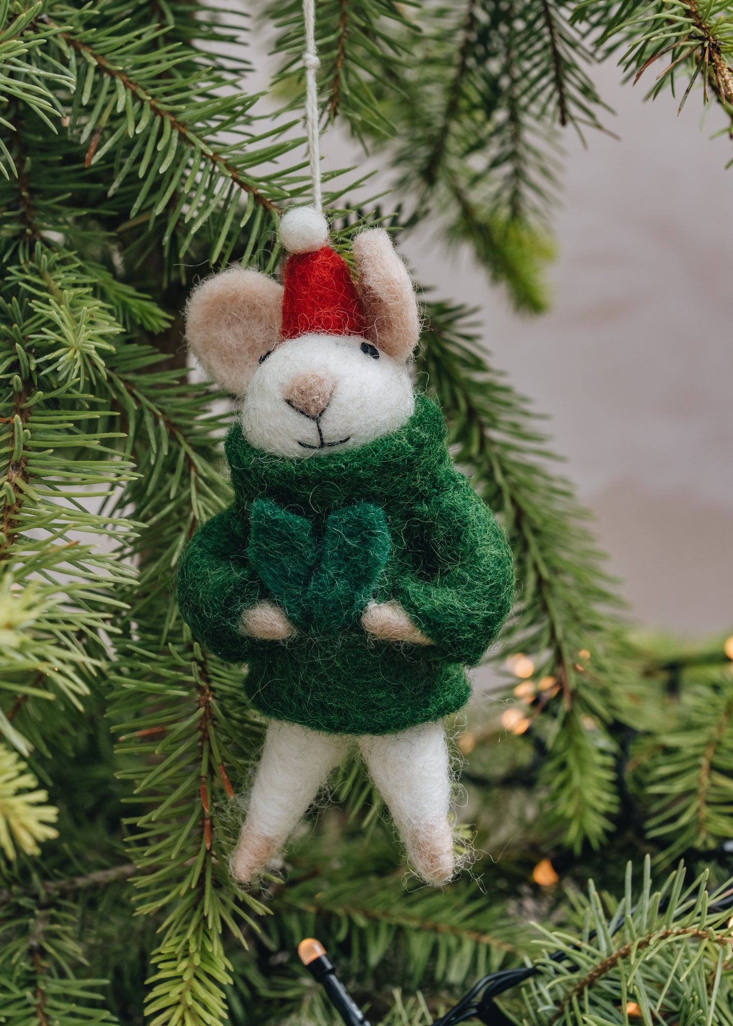 AfroArt Mouse with a Green Jumper Ornament