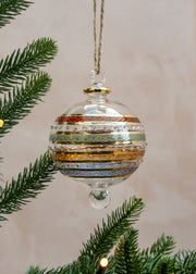 Unique Treasures Multicoloured Stripes Glass Bauble