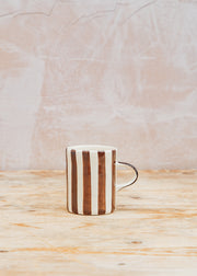 Hook Norton Pottery Candy Stripe Demi Mug in Chocolate