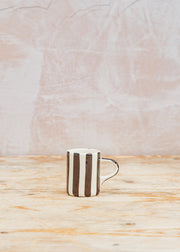Hook Norton Pottery Candy Stripe Espresso Mug in Chocolate