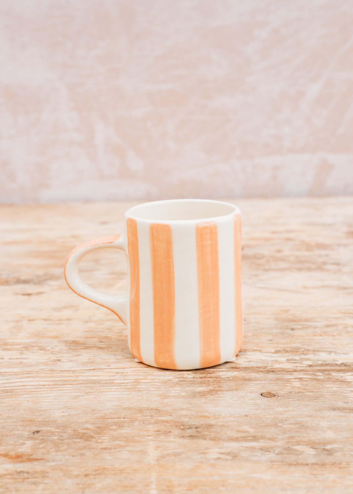 Musango Pottery Candy Stripe Espresso Mug in Peach