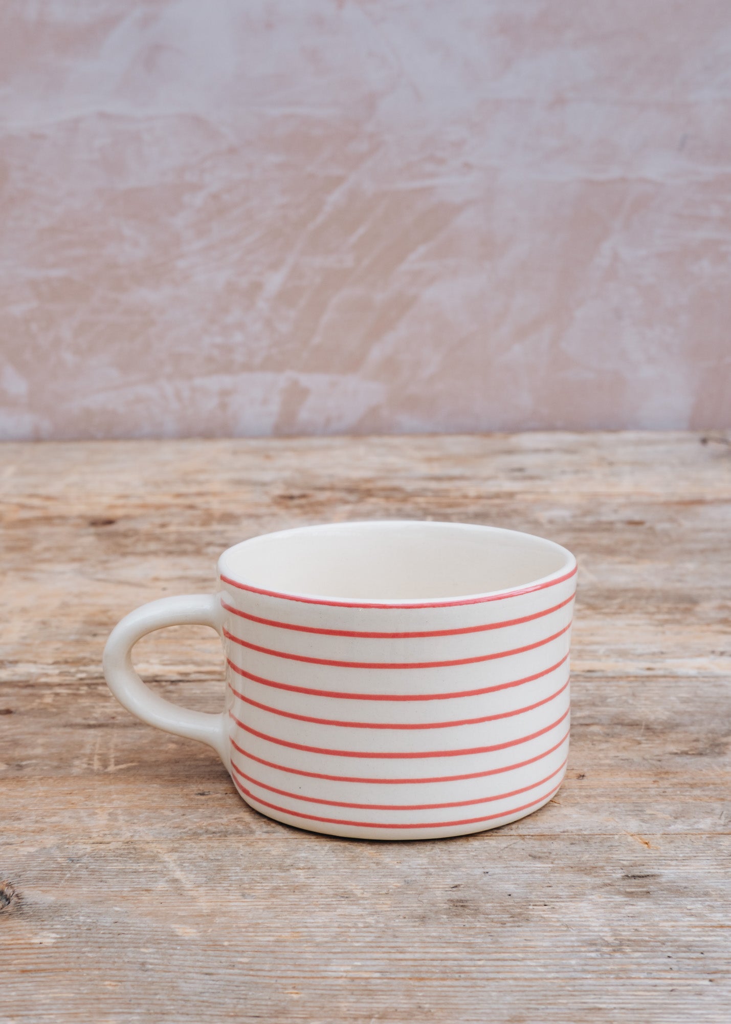 Maggie: Timeless Flowers Horizontal Stripe Mug in Rose