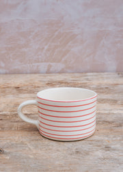 Maggie: Timeless Flowers Horizontal Stripe Mug in Rose