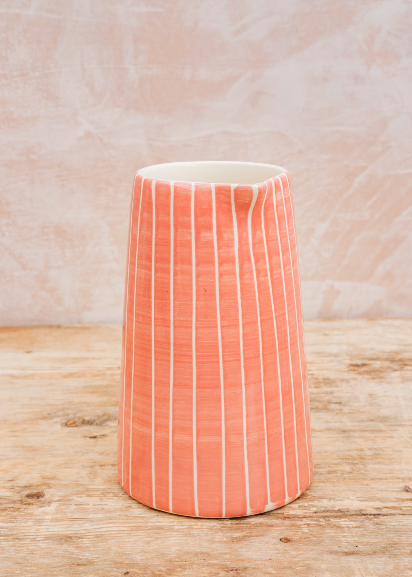 Maggie: Timeless Flowers Sgrafitto Pitcher in Rose